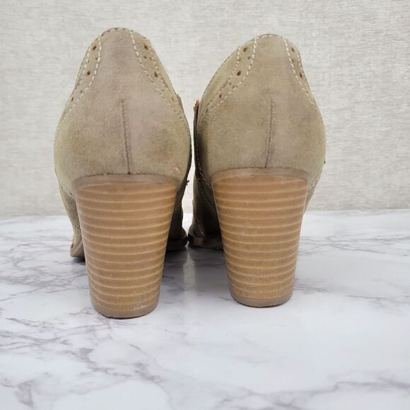 Euro Soft By Sofft Solen Ankle Booties Womens 8 Tan Leather Faux Wingtip Western - Picture 5 of 12